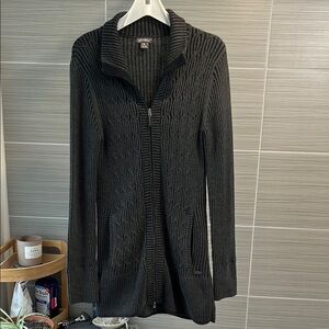 Eddie Bauer Gray Ribbed Knit Cardigan